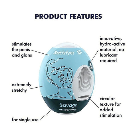 Male Masturbator Eggs Savage by Satisfyer