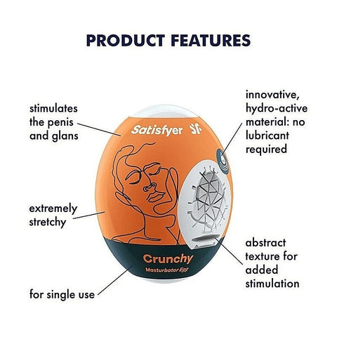 Crunchy 3 Piece Mens Masturbator Egg Set by Satisfyer