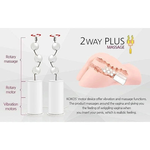 Real Hip Hera Masturbator with Two Way Massager by Kokos