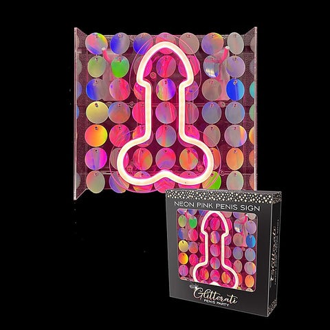 Glitterati Neon Pink Penis Sign by Little Genie