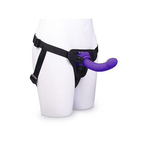 Vibrating Curved Silicone Dildo Strap-On Kit by B-Vibe