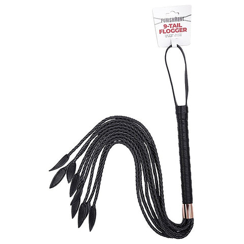 Punishment Rose Gold Braided 9 Tail Flogger by BMS Factory