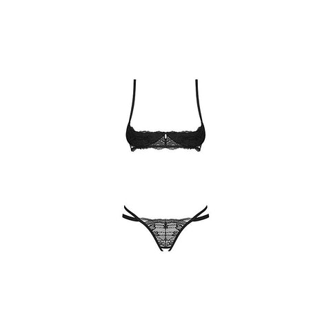 Nutris 2 Piece Crotchless Bra Panty Set by Obsessive