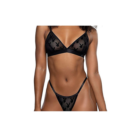 Playboy Burnout Bunny 2 Piece Bra and Panty Set