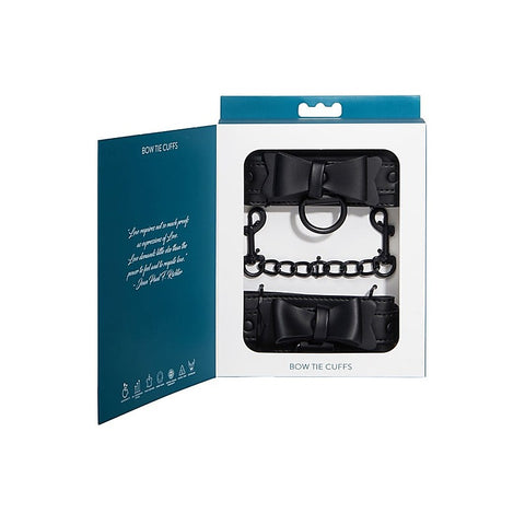 Bow Tie Faux Leather Wrist Cuffs by Sportsheets