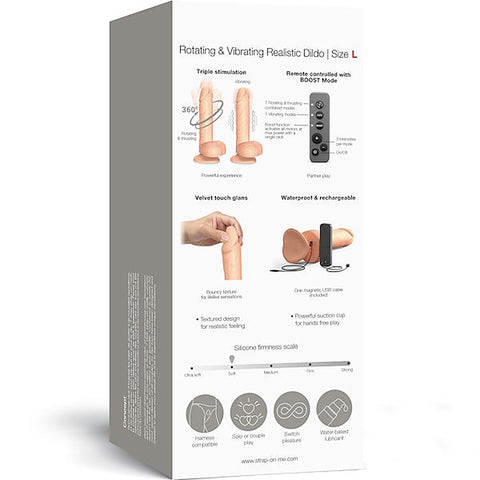 Rotating and Vibrating Realistic Dildo Large by Strap-On-Me