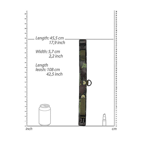 Army Theme Bondage Collar With Leash by Shots Toys