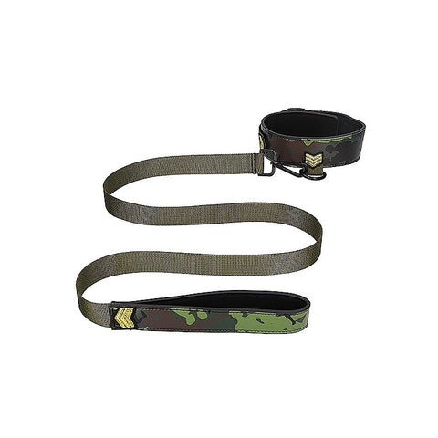 Army Theme Bondage Collar With Leash by Shots Toys