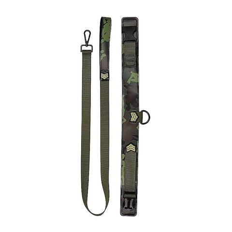 Army Theme Bondage Collar With Leash by Shots Toys