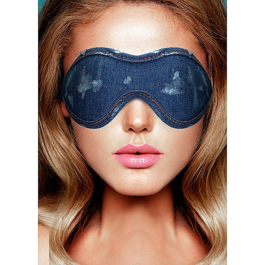 Fashionable Denim Bondage Eye Mask by Shots Toys