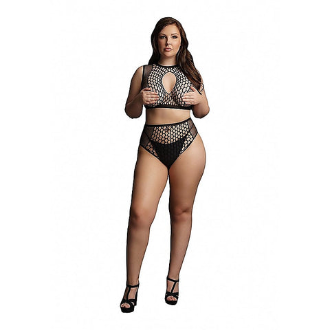 Le Desir Duo Net Key Hole Women's Sexy Bra Set by Shots Toys