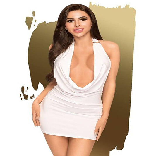Penthouse Heart Rob Mini Dress With Deep Cowl Neck and Open Back Including Thong 2 Pieces L/XL
