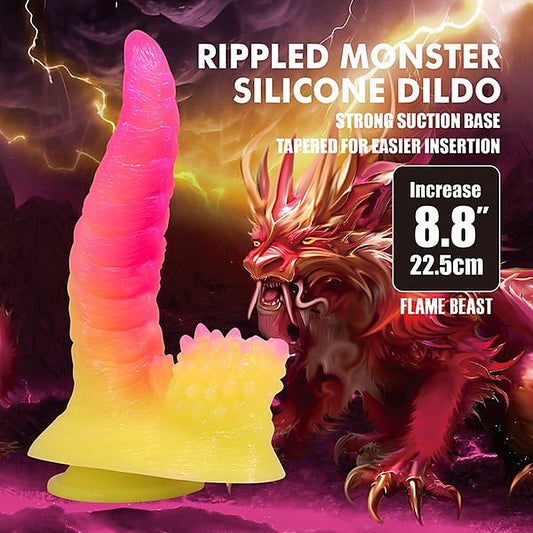 Flame Beast Rippled Monster Silicone Dildo by Baile