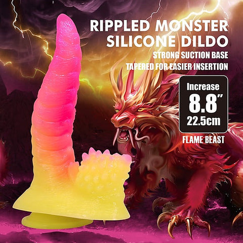 Flame Beast Rippled Monster Silicone Dildo by Baile