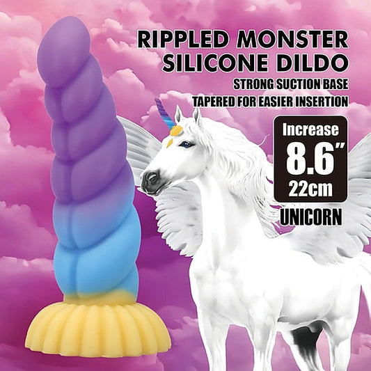 Unicorn 22 cm Suction Cup Silicone Dong by Baile