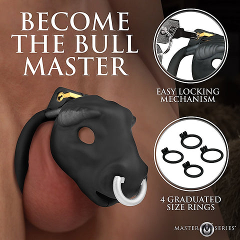 Master Series Bull Theme Male Chastity Cage by XR Brands