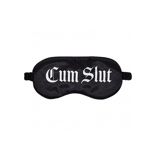 OUCH! Satin Cum Slut Printed Bondage Mask by Shots Toys