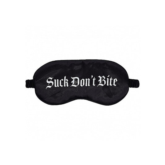 OUCH! Suck Don't Bite Printed Satin BDSM Mask by Shots Toys