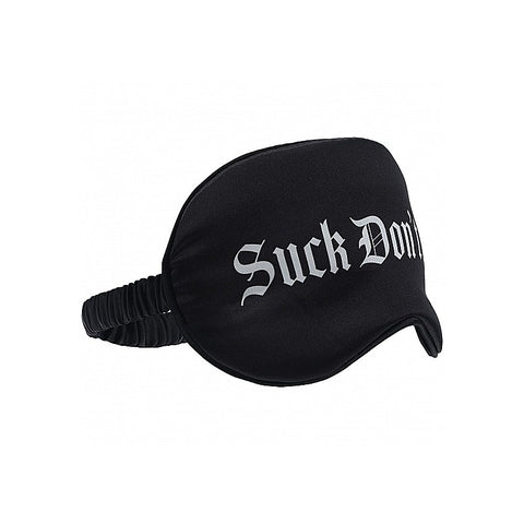 OUCH! Suck Don't Bite Printed Satin BDSM Mask by Shots Toys