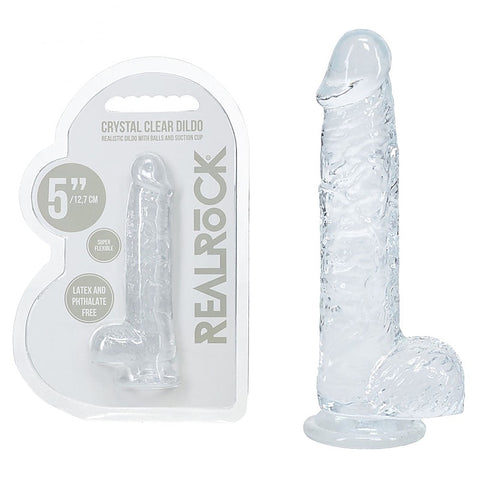 REALROCK 5 Inches Crystal Clear Realistic Dildo with Balls