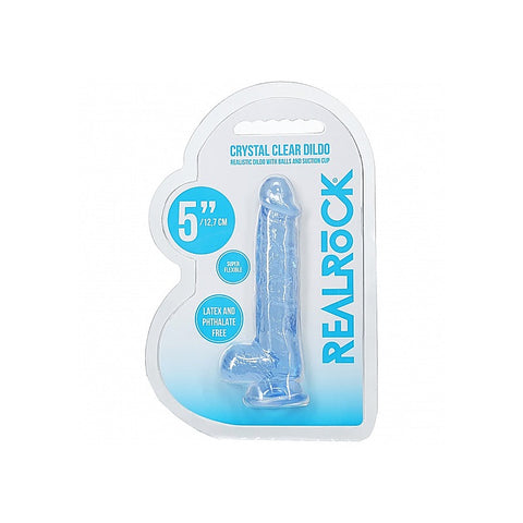 REALROCK 5 Inches Crystal Clear Realistic Dildo with Balls