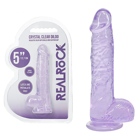 REALROCK 5 Inches Crystal Clear Realistic Dildo with Balls