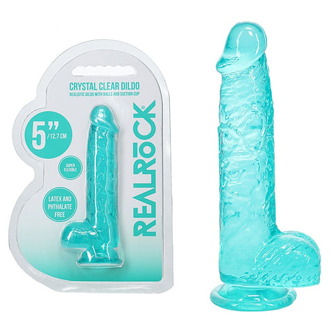 REALROCK 5 Inches Crystal Clear Realistic Dildo with Balls