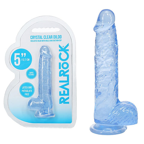 REALROCK 5 Inches Crystal Clear Realistic Dildo with Balls