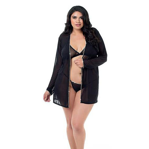 Sexy Robe Bralette & Thong Set by Dream Girl Lingerie