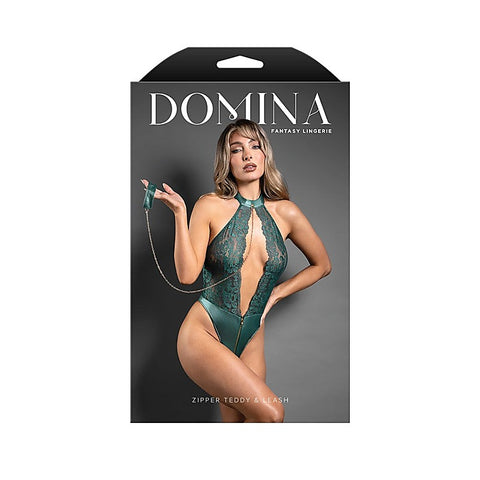 DOMINA Womens Zipper Teddy & Leash by Fantasy Lingerie