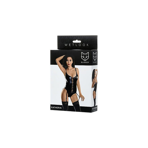 Glossy Wetlook Lace Up Womens Bodysuit Katherin by Toyfa
