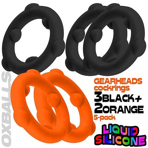 Gearheads 5 Pack Spinner Cock Rings by Oxballs