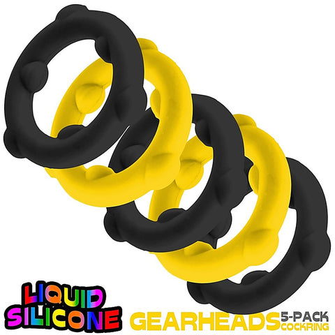 Gearheads 5 Pack Spinner Cock Rings by Oxballs