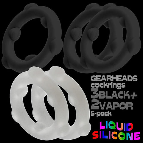 Gearheads 5 Pack Spinner Cock Rings by Oxballs
