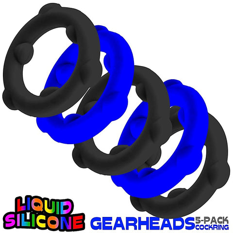 Gearheads 5 Pack Spinner Cock Rings by Oxballs