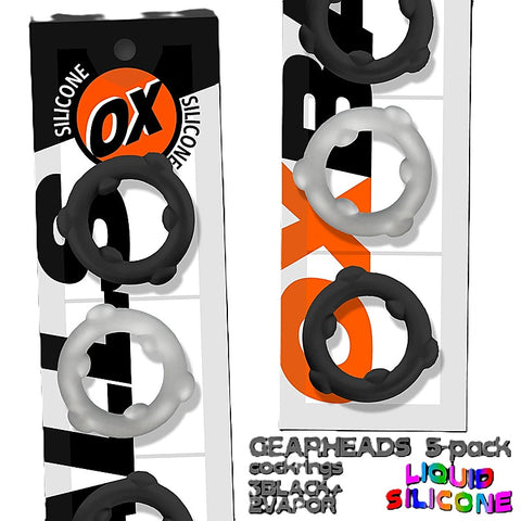 Gearheads 5 Pack Spinner Cock Rings by Oxballs