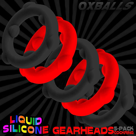 Gearheads 5 Pack Spinner Cock Rings by Oxballs