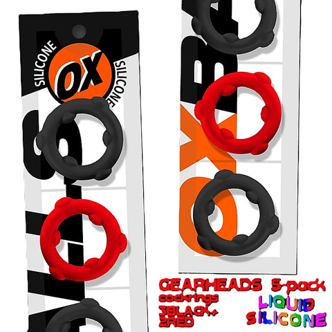 Gearheads 5 Pack Spinner Cock Rings by Oxballs