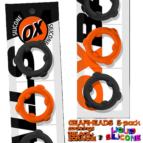 Gearheads 5 Pack Spinner Cock Rings by Oxballs