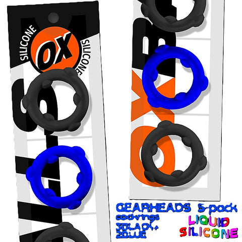 Gearheads 5 Pack Spinner Cock Rings by Oxballs