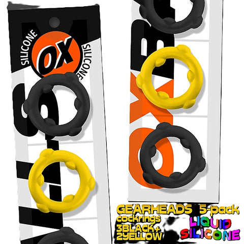 Gearheads 5 Pack Spinner Cock Rings by Oxballs