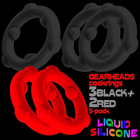 Gearheads 5 Pack Spinner Cock Rings by Oxballs