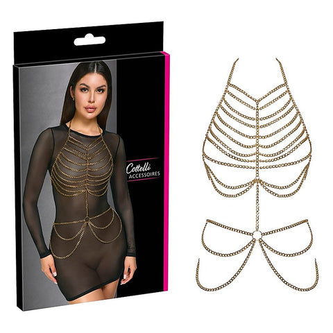 Cottelli Womens Body Chain Harness Gold by Orion