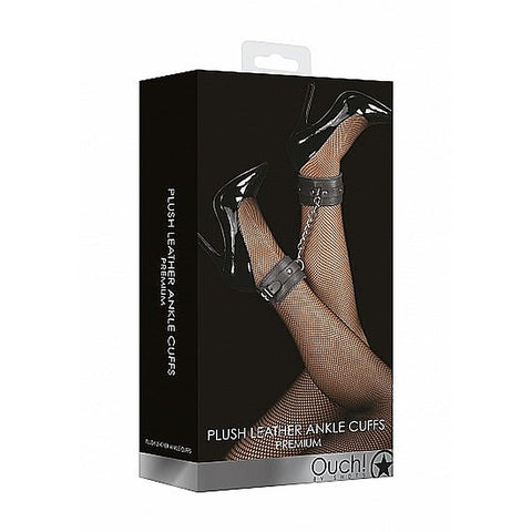 2 Pack Plush Leather Ankle Cuffs by Shots Toys