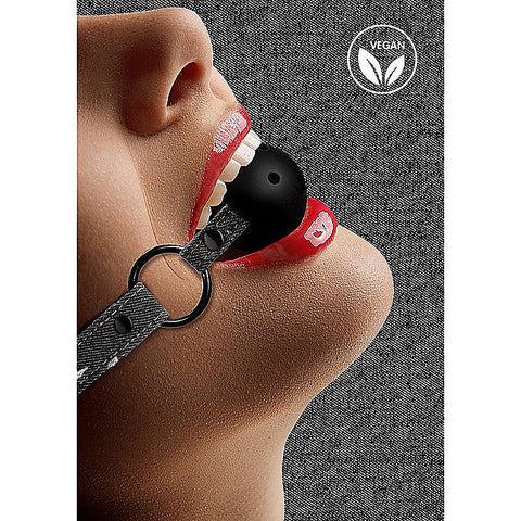 Breathable Ball Gag with Roughened Denim Straps