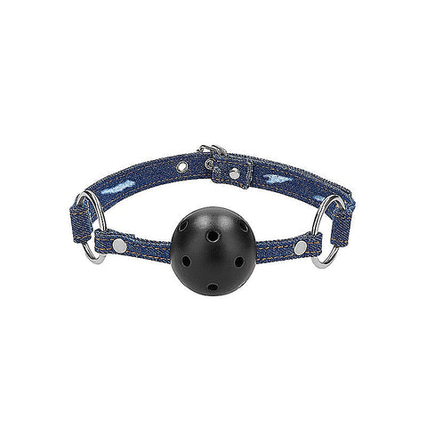 Breathable Ball Gag with Roughened Denim Straps