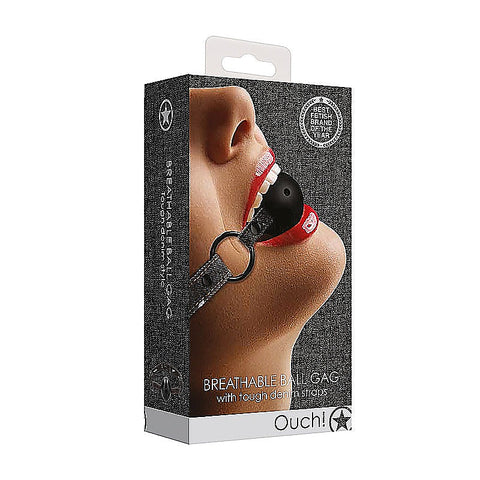 Breathable Ball Gag with Roughened Denim Straps