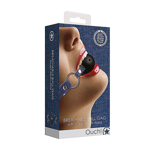 Breathable Ball Gag with Roughened Denim Straps