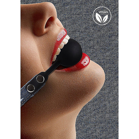 Silicone Ball Gag With Roughend Denim Straps by Shots Toys
