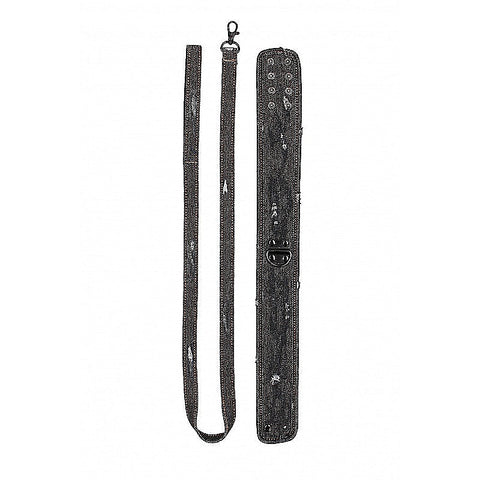 Denim Style Bondage Collar With Leash by Shots Toys